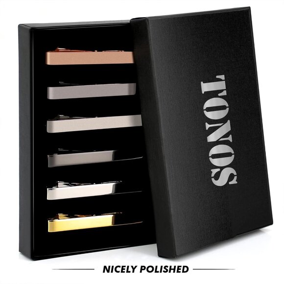 Tie Clips for Men, 6 PACK Tie Clip Set with Elegant Gift Box - Shiny & Matte Tie - Picture 8 of 9